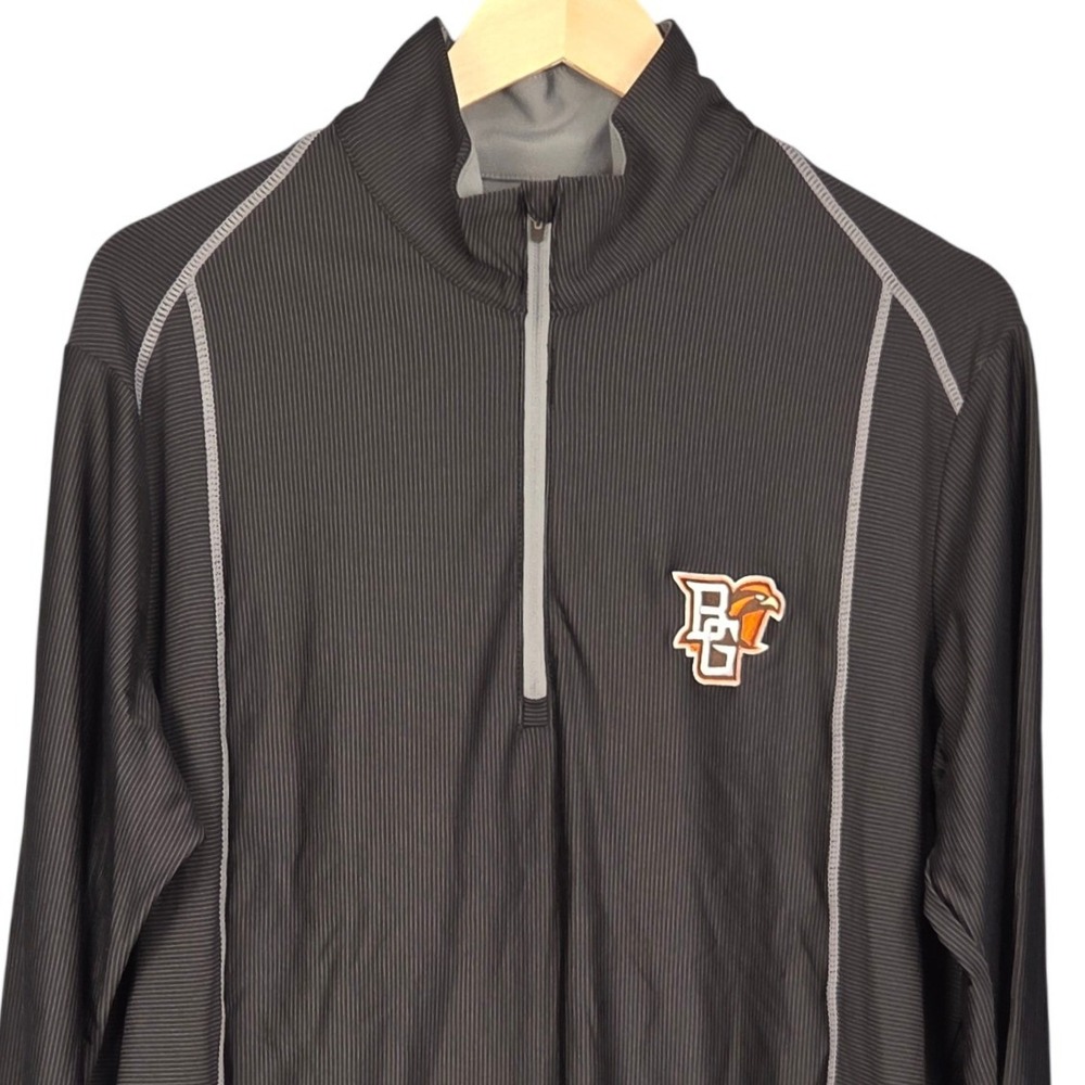 Antigua BGSU Falcons 1/4 Zip Pullover Men Large Black Micro Stripe Bowling Green